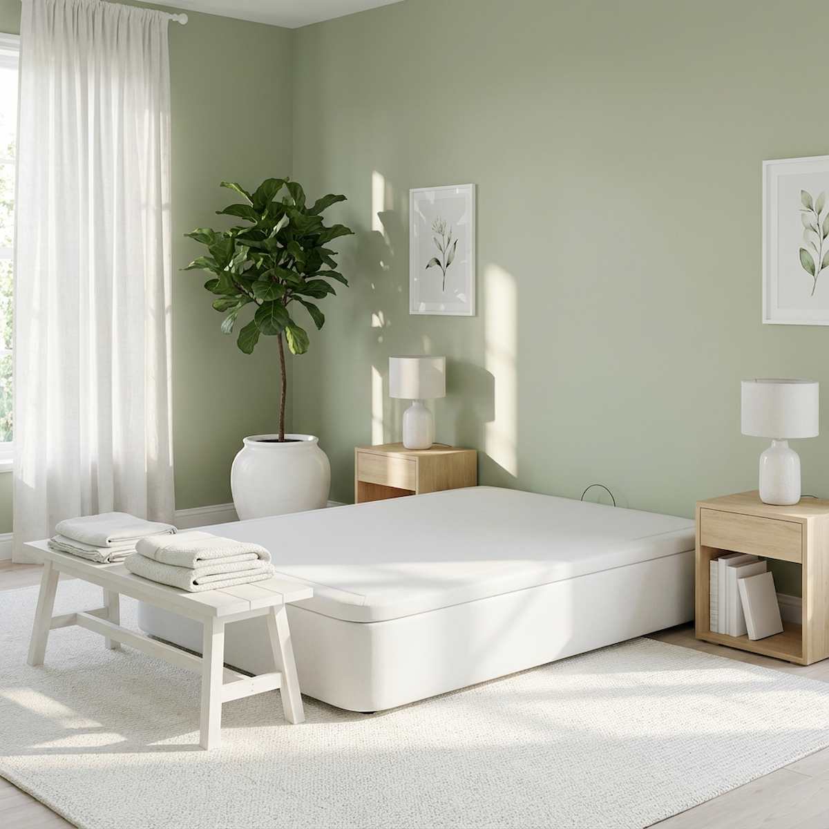 Ambiente dormitorio 1 con canape tapizado gran capacidad