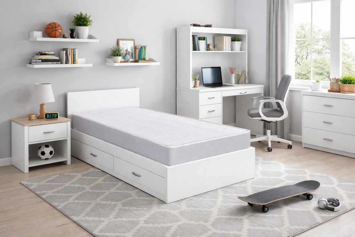 Ambiente dormitorio 1 con colchón Paris