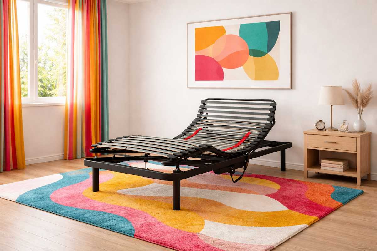 Ambiente 3 dormitorio con cama articulada.